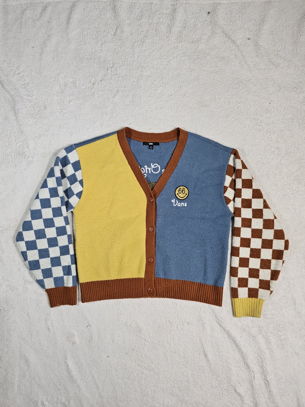 Vans Off The Wall Dusk Downer Checkered Cardigan Sweater Button Woman’s Size S - Picture 4 of 15